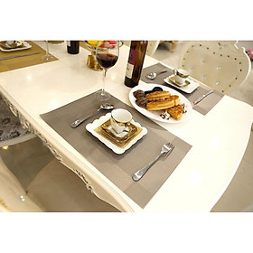 Bộ 6 Tấm lót bàn ăn PVD Polyester cao cấp sang trọng European Style 45x30cm (Màu Xám)
