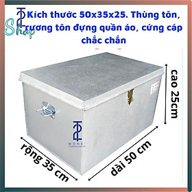 Thùng tôn, rương tôn đựng quần áo, kích thước 50x35x25cm, siêu chắc chắn