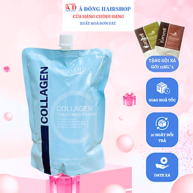 Kem hấp ủ tóc Pro Calodia Collagen Treatment siêu mượt phục hồi tóc dạng túi 1000ml + Gội xả gói Karseell 15ml