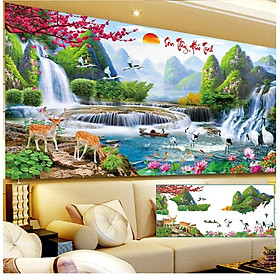 Tranh đính đá Sơn Thủy Hữu Tình I 200X90cm I LV035