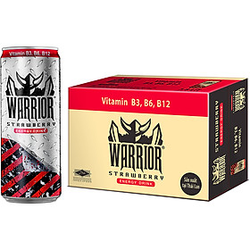Phiên bản đặc biệt - Thùng 24 Lon Nước Tăng Lực Có Gas Warrior Vị Dâu (325ml x 24 lon)