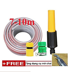 Bộ dây vòi xịt nước rửa xe, tưới cây . tăng áp 3 lần, loại 7m, 10m 206622-5 cút sập, + tặng mở chai