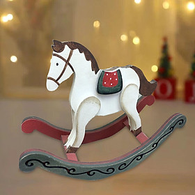 Hình ảnh Christmas Rocking Horse Ornaments ,Wooden Rocking Horse Shaped Craft Christmas Decoration for Gardens Home Cabinets