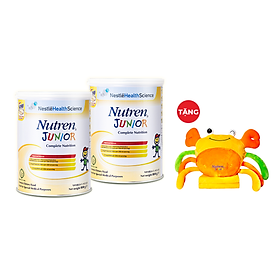 Combo 2 lon thực phẩm dinh dưỡng Nutren Junior Thụy Sĩ hỗ trợ tăng cân tiêu hóa tốt cho trẻ từ 1 đến 10 tuổi 800g/lon - Tặng Bộ gối mền con cua