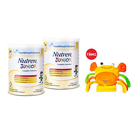 Combo 2 lon thực phẩm dinh dưỡng Nutren Junior Thụy Sĩ hỗ trợ tăng cân tiêu hóa tốt cho trẻ từ 1 đến 10 tuổi 800g/lon -  Tặng Bộ gối mền con cua