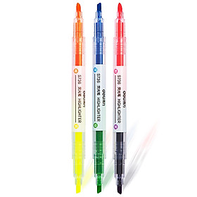 Hộp 3 Cây Bút Dạ Quang 2 Đầu Deli S736 - Màu Ngẫu Nhiên