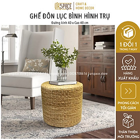 Ghế đôn cói ngồi bàn sofa, đôn cói (bèo) gác chân, đôn cói đa năng D40xH40/ Water hyacinth round ottoman seating stool