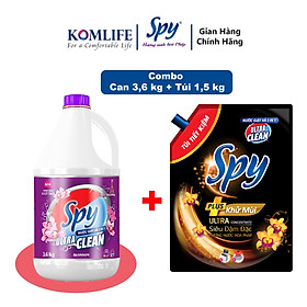 Combo Can Nước Giặt Xả SPY Ultra Clean 3,6 kg và Túi Nước Giặt Xả SPY Ultra Clean Plus 1,5 kg