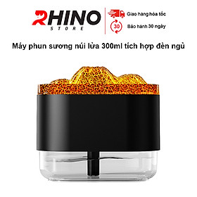 Máy phun sương tinh dầu tạo ẩm Rhino H307 hình núi lửa, dung tích 300ml tích hợp đèn - Hàng chính hãng