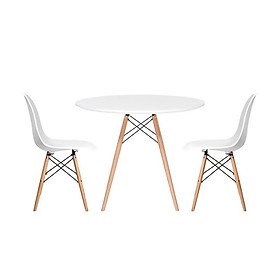 Bộ Bàn Tròn Trắng Và 2 Ghế Eames TH01