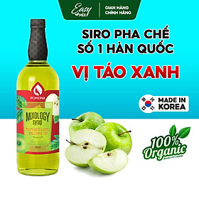 Siro Táo Xanh Pomons Pulpy Green Apple Syrup Nguyên Liệu Pha Chế Hàn Quốc Chai Thủy Tinh 1 lít
