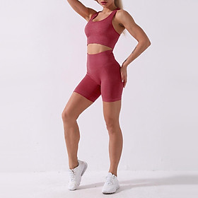 Set áo ngực thể thao và quần short lưng cao legging tiện lợi tập yoga, đạp xe, tập gym