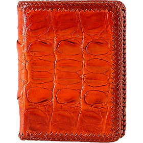 Ví Nam Da Cá Sấu Đan Viền Kiểu Đứng Huy Hoàng HT2756 - Vàng