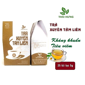 Trà Xuyên Tâm Liên Thái Hưng 25 túi lọc x 05g (125gam) - Phòng ngừa các vấn đề hô hấp, giảm ho, giảm sốt, tăng đề kháng, chống cảm cúm, thanh nhiệt thải độc