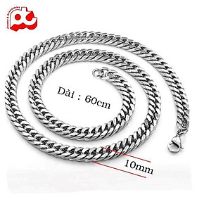 Dây chuyền nam titan cao cấp rẻ titan thép không gỉ kiểu lặc đôi trangsucpt kích cỡ 10mm PTDCNA188