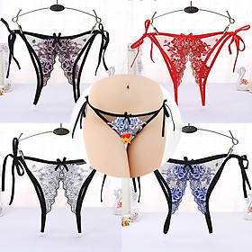 Quần Lót Nữ Lọt Khe Xẻ Đáy Ren Thêu Hoa Hồng Buộc Hông Gợi Cảm HHBH02 Freesize Dưới 60Kg