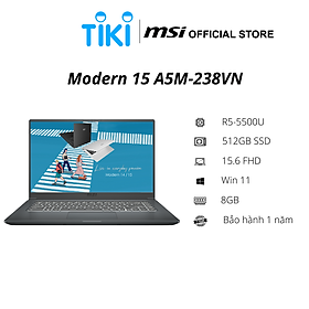 Mua Laptop MSI Modern 15 A5M-238VN (AMD R5-5500U/ 8GB DDR4/ 512GB SSD/ 15.6 FHD IPS/ Win11) - Hàng Chính Hãng
