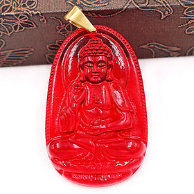 Mặt dây chuyền Phật A Di Đà thủy tinh đỏ 3.6cm MFBO7 - phật bản mệnh tuổi Tuất, Hợi - Mặt size nhỏ
