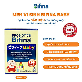  Hỗ trợ bé ăn ngon, tăng đề kháng - Men vi sinh Bifina Baby Nhật Bản- Hộp 30 gói