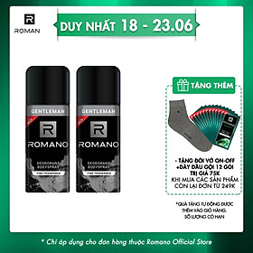 Combo 2 Xịt toàn thân Romano ngăn mồ hôi và mùi cơ thể 150ml x 2 Gentleman