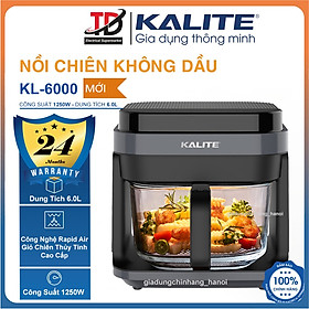 Nồi chiên không dầu KALITE KL6000, Giỏ Chiên Thuỷ Tinh Borosilicate 6.0Lit, 8 Chức Năng Nướng, Hàng Chính Hãng