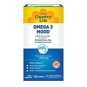 Country Life Omega 3 Mood - with EPA and Fish Oil Concentrate - 180 Softgels
