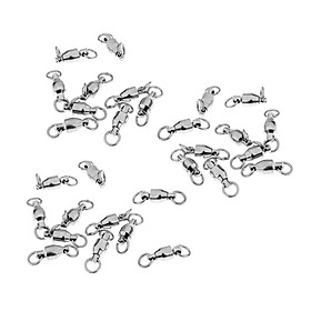 30Pcs Heavy Duty Ball Bearing Swivel Solid Rings Black Fishing Swivel 5#