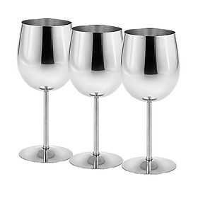 3PCS Stainless Steel Wine Glass Champagne Goblet Cup Cocktail Drinking Mug