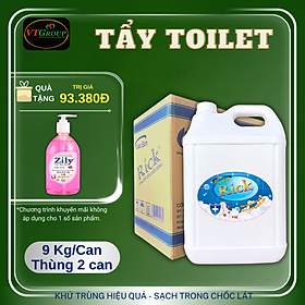 Nước Tẩy Toilet Rick Can 9Kg (2 Can / Thùng) - Tặng 1 Chai Nước Rửa Tay Zily 500Gr