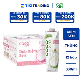 Thùng 12 Hộp Nước Dừa Cocoxim Sen (330ml x12 Hộp)