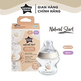 Bình Sữa PP Ty Siêu Mềm Tự Nhiên Tommee Tippee Natural Start 150ml, Núm Ty Của Bình 0-3 Tháng - Hoạ Tiết