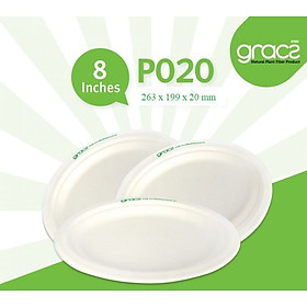 Combo 50 cái Dĩa giấy hột xoài bã mía Thái Lan 8 inch - thương hiệu Gracz