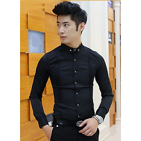 Áo sơ mi nam Titishop dáng body màu đen SM127