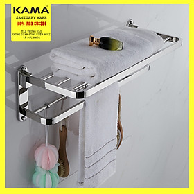 Kệ giá treo khăn nhà tắm inox 304, kệ giá treo quần áo phòng tắm 2 tầng, máng treo khăn có thể dựng lên khi không sử dụng, mạ crome sáng bóng, đa năng, cân nặng 1.0 KG, hàng mới 2020