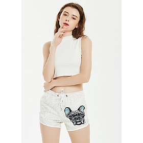 Quần Đi Biển Đôi - Quần Đùi Đôi - Thời Trang Đôi Mùa Hè - Quần Short Cặp Đôi SQ220 White Pug