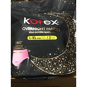 1 Gói Băng Vệ Sinh Kotex đêm dạng quần vừa vặn chống tràn 360 size  L-XL (2 miếng/gói)-HSD luôn mới