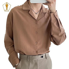 Áo Sơ Mi Nam Nữ TRAZ Dài Tay Màu Trắng, đen Lụa Unisex Basic Form Rộng Suông Học Sinh Mịn Mát