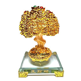 Mua (MUA NHIỀU GIẢM GIÁ)CÂY KIM TIỀN PHÁT TÀI LỘC ĐẾ THỦY TINH 2001 CAO 14CM