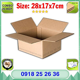  20 Hộp Carton, KT: 28x17x7cm, Hộp carton, Thùng carton, Hộp đóng hàng, Thùng đóng hàng, Hộp carton 3 lớp...