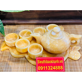 Mua Bộ ấm trà ấm chén đá ngọc nguyên khối Pakistan cao cấp -Ấm chén Bảo Khánh