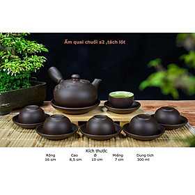 Mua Ấm chén tử sa quai ngang đắp nổi hoa đào Bát Tràng