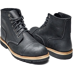 Giày Boot Nam Cao Cổ Buộc Dây Da Bò Thật Nguyên Tấm HN678Black - (Tặng Xi/Vớ/Lót Giày)