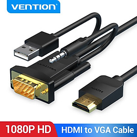 Cáp chuyển đổi HDMI to VGA hỗ trợ audio và nguồn, full HD dài 1,5m - 2m Vention - Hàng chính hãng - 1.5m
