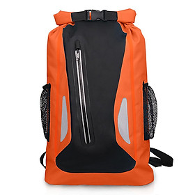 Túi đựng đồ khô có phản quang không thấm nước 25L dùng leo núi, cắm trại-Màu quả cam