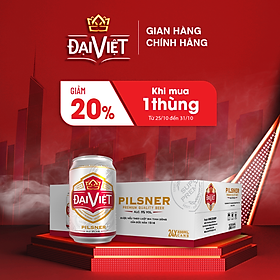 [Thùng (24) lon 330ml] Bia Pilsner Đại Việt, Bia vàng sản xuất theo luật bia tinh dòng của Bia Đức, không hóa chất, đậm vị đúng gu