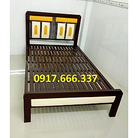 Mua Giường sắt hộp vuông 1m2x2m đầu nệm sọc vàng cao cấp