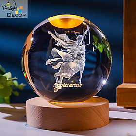 Bộ Quà Tặng Sinh Nhật Quả Cầu Ca Sỹ Pha Lê 3 chiều LED Cung Nhân mã Sagittarus