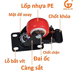 Mua Bánh xe đẩy mặt đế xoay tải trọng 45kg lốp cam trắng rộng 32mm Φ60mm