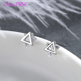 Hoa tai tam giác ba chiều đơn giản cá tính gắn đá zircon