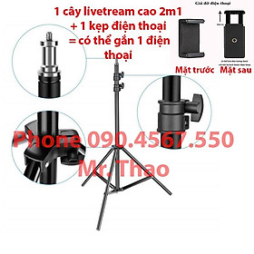 Bộ Cây Tripod + 5 Kẹp điện thoại + 5 Càng xoay 360 độ , Gậy chụp ảnh 3 chân, Cây livestream quay video, dựng phim